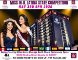 TICKETS FOR MISS IN -IL LATINA PAGEANT! MAY2 AND 3RD. 6PM  DOUBLE TREE HILTON Chicago North Shore Center Conference Center. 9599 Skokie Blvd Skokie IL 60077